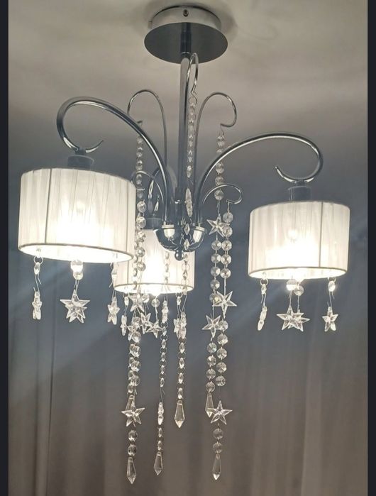 Lampa sufitowa glamour Italux SPAN zyrandol 3 klosze kryształki chrom