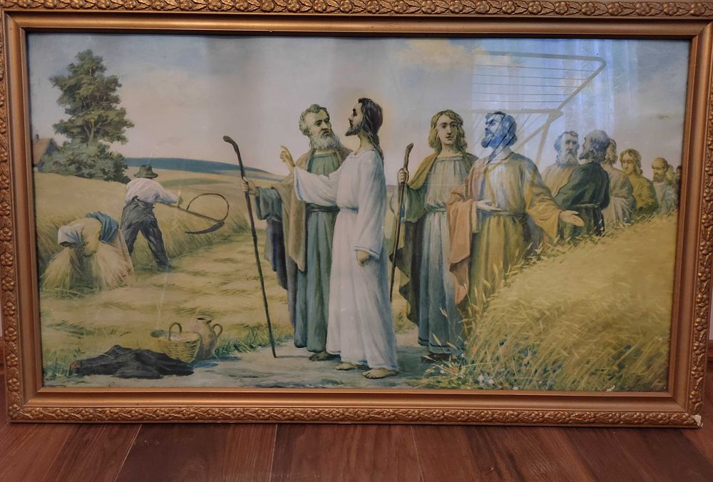 Obraz religijny PRL duży 100x60cm