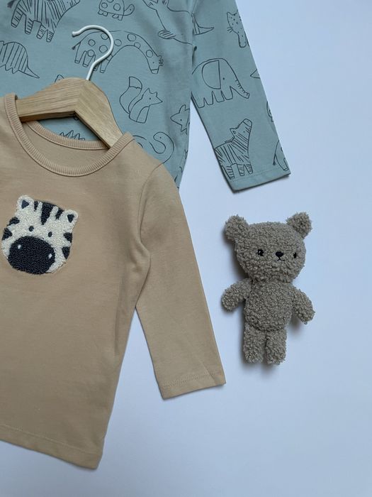 68 74 George 2pak bawełniana bluzka z długim rękawem zwierzątka zebra