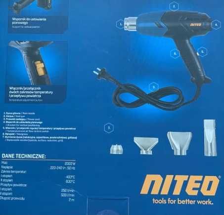 Fabrycznie Nowa Uniwersalna Opalarka 2000W + 4 Końcówki Dwa Biegi Mocy