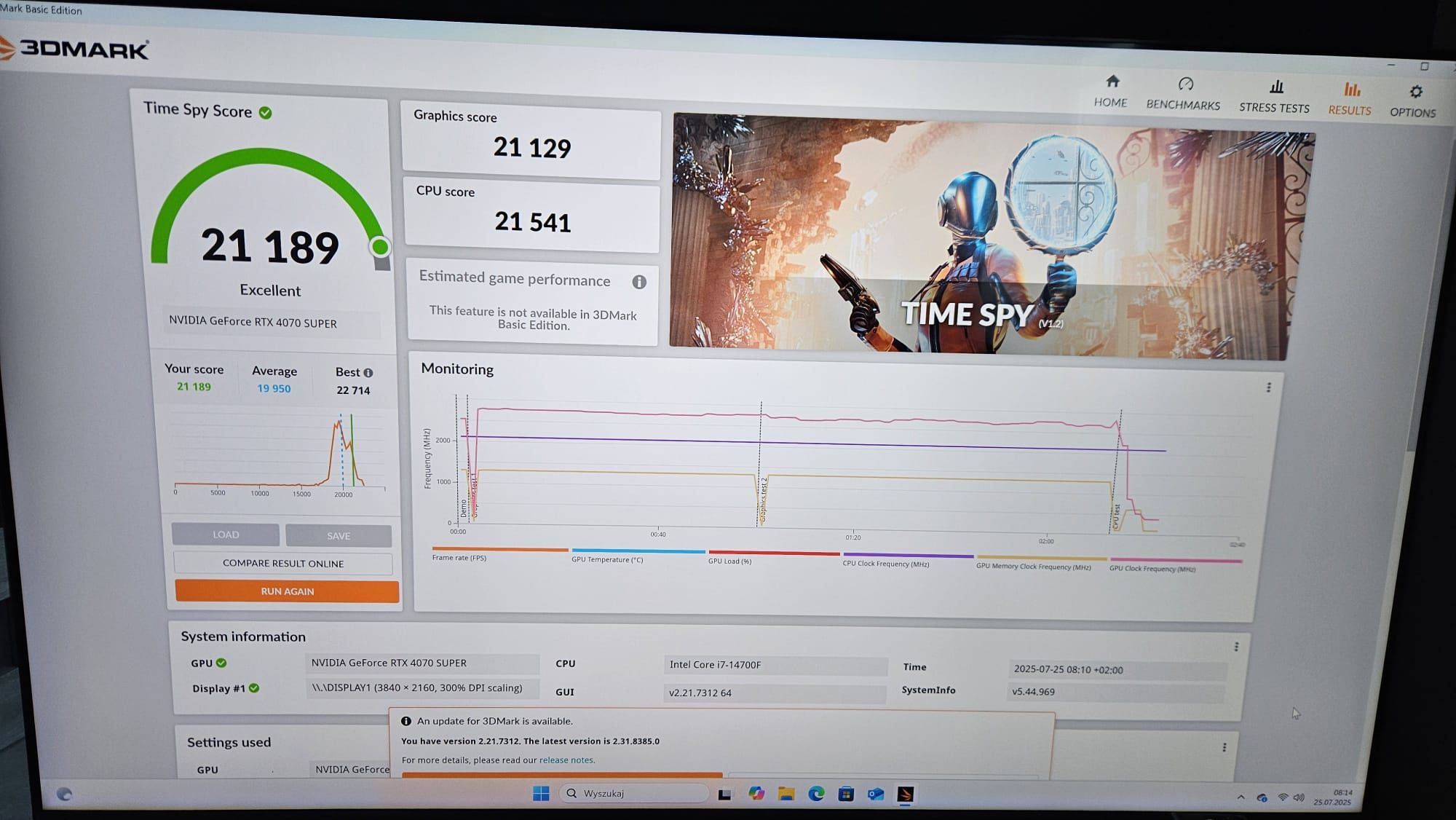 Komputer gamingowy I7-14700F / RTX 4070 SUPER / DDR5 / 1TB NVMe / W11