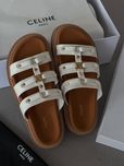р36-40 Шльопанці Celine Tippi Leather Slide Sandals White