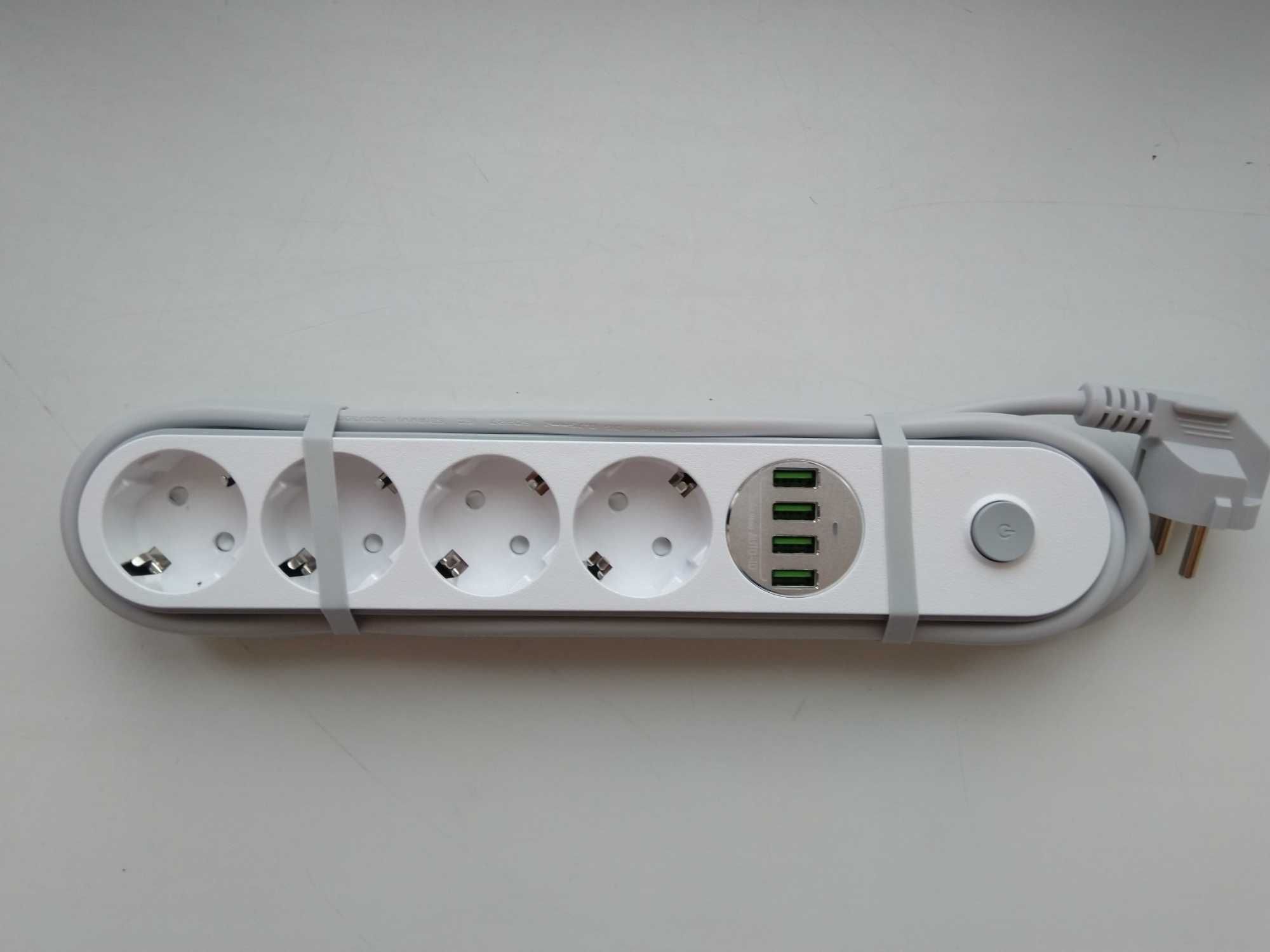 Мережевий фільтр живлення ColorWay CW-CHE44W, 4 розетки/4USB новий!!!