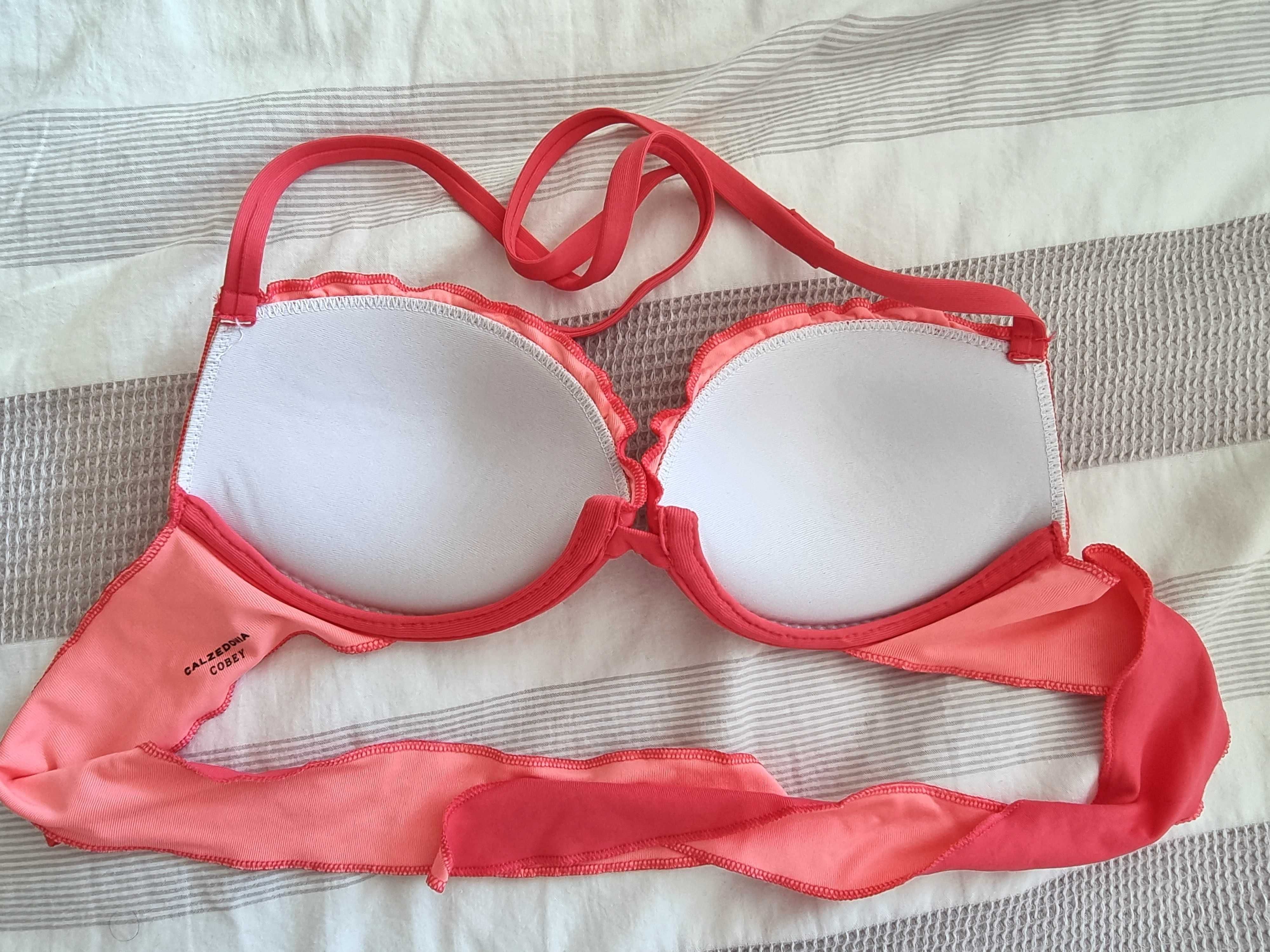 Parte de cima de bikini rosa forte Calzedonia, tamanho 1  (34A/34B)