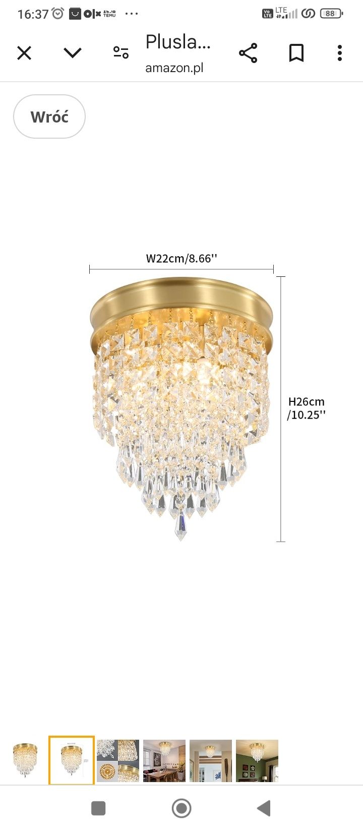 Żyrandol kryształowy Pluslamp, kryształowe oświetlenie sufitowe, mini