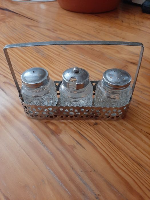 Suporte Vintage Sal/Açúcar/Pimenta