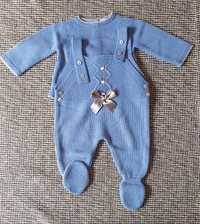 Conjunto malha azul bebé 1-3 meses