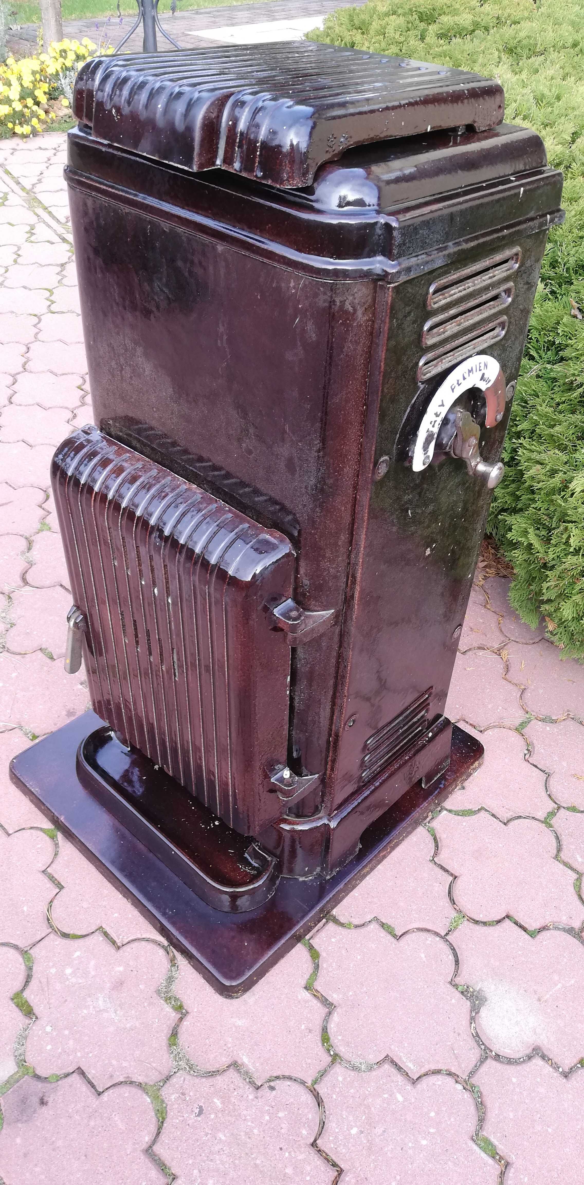 Piec szamot kominek brązowy koza wolno stojący art deco piecyk karlik