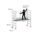 Rusztowanie Aluminiowe AKSO 0,75x1,90m Wysokość Robocza 3m Dystrybutor