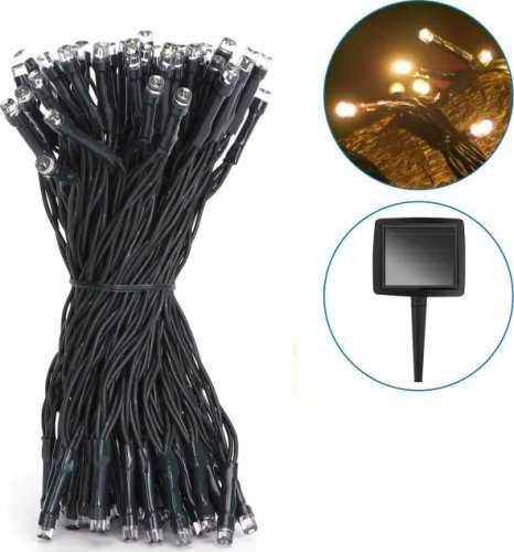 Girlanda, łańcuch solarny drobne kulki, biały ciepły, 10m, IP65