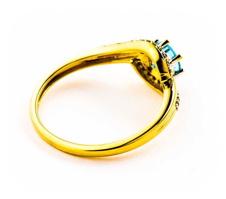 Złoty Pierścionek - APART 2359zł - 14K - 1,80g - TOPAZ I DIAMENTY