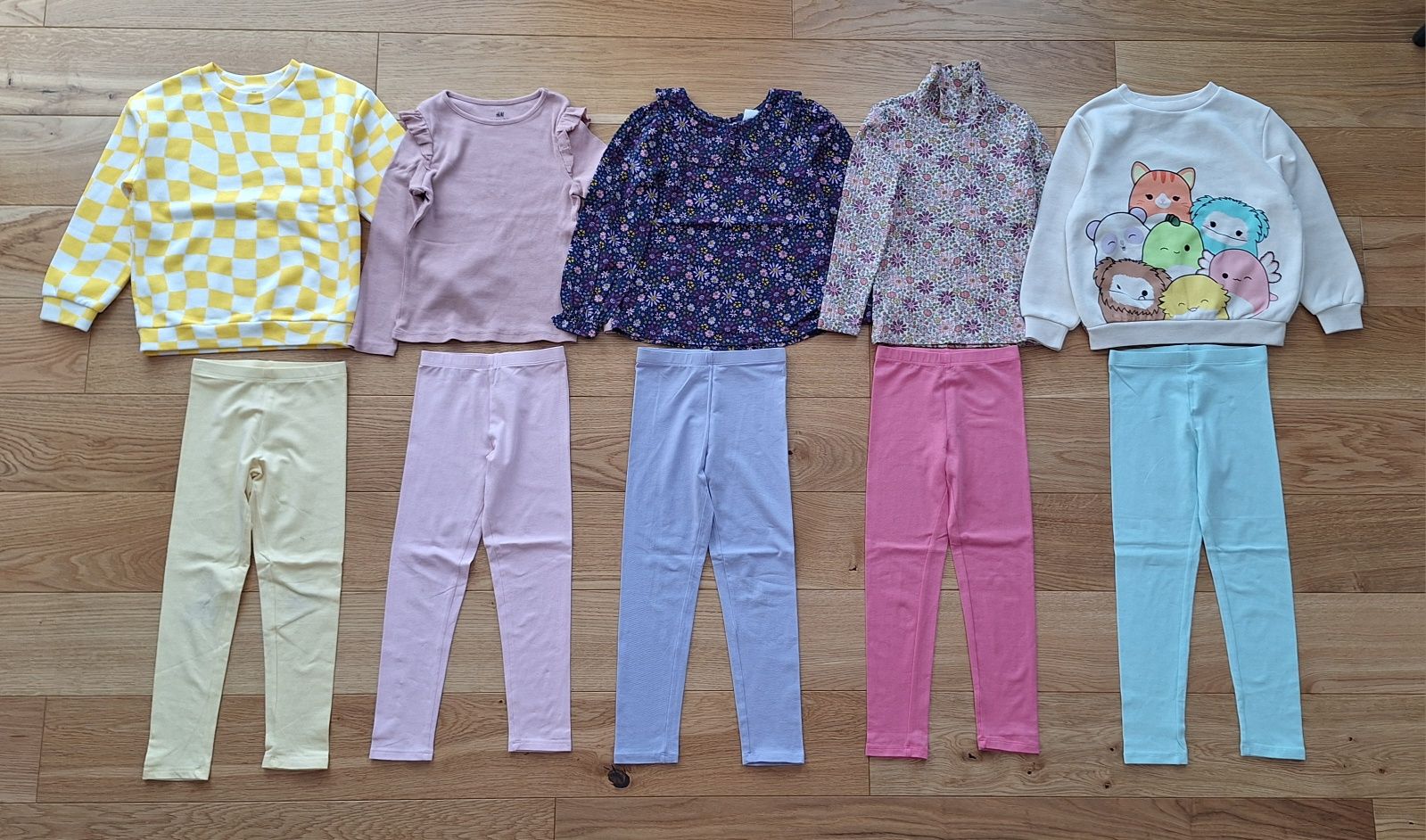 Paka ubranek r 116 H&M Smyk leginsy koszulki top bluza SQUISHMALLOWS