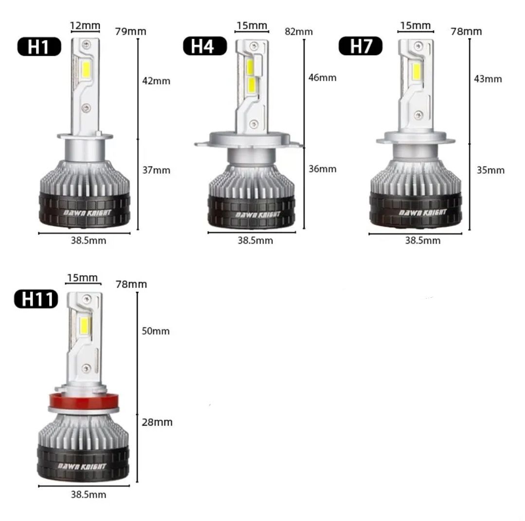 Топовые автомобильные LED лампы DawnKnight K9C PRO, H7, H11,H4 6000k