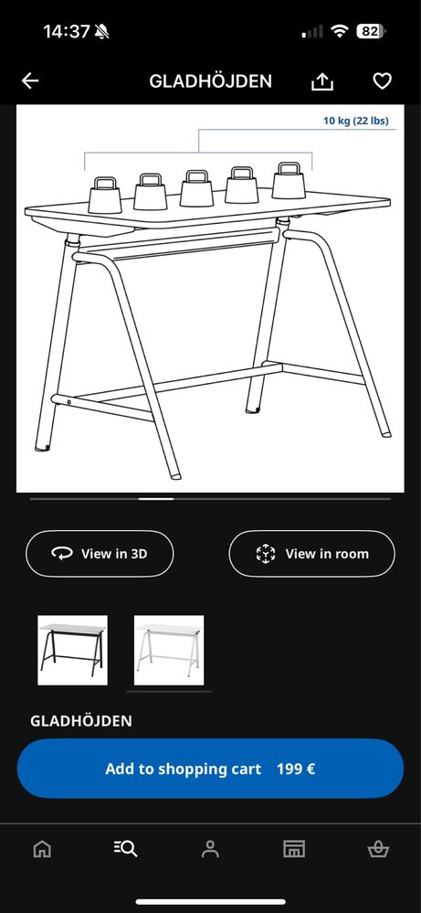 Office table Ikea Gladhojden sit and stand