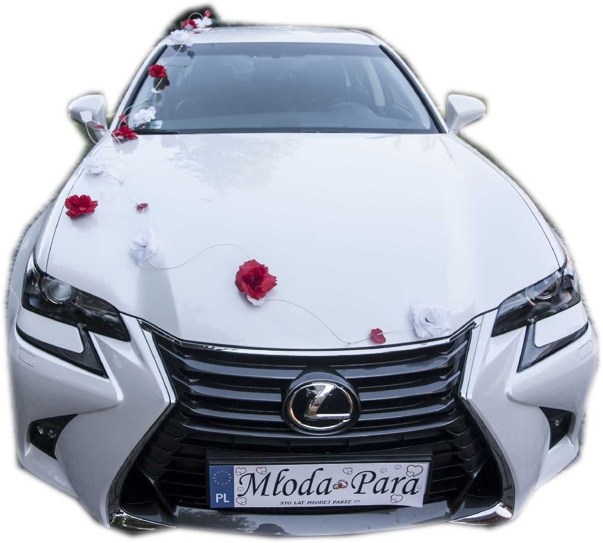 Biało-czerwona dekoracja na samochód ozdoby na auto ślubne  199
