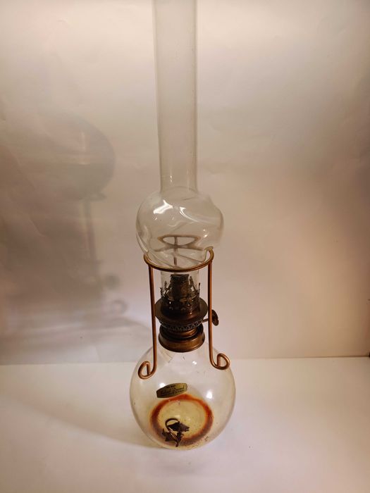 Duża stara Francuska lampa naftowa , olejowa Roland Durand