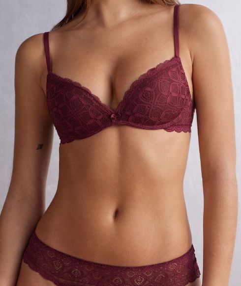 Intimissimi biustonosz Gioia super push up koronka 4B/85B bordowy
