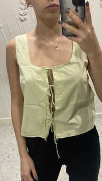 Хлопковый топ блуза  майка на завязках от Mango