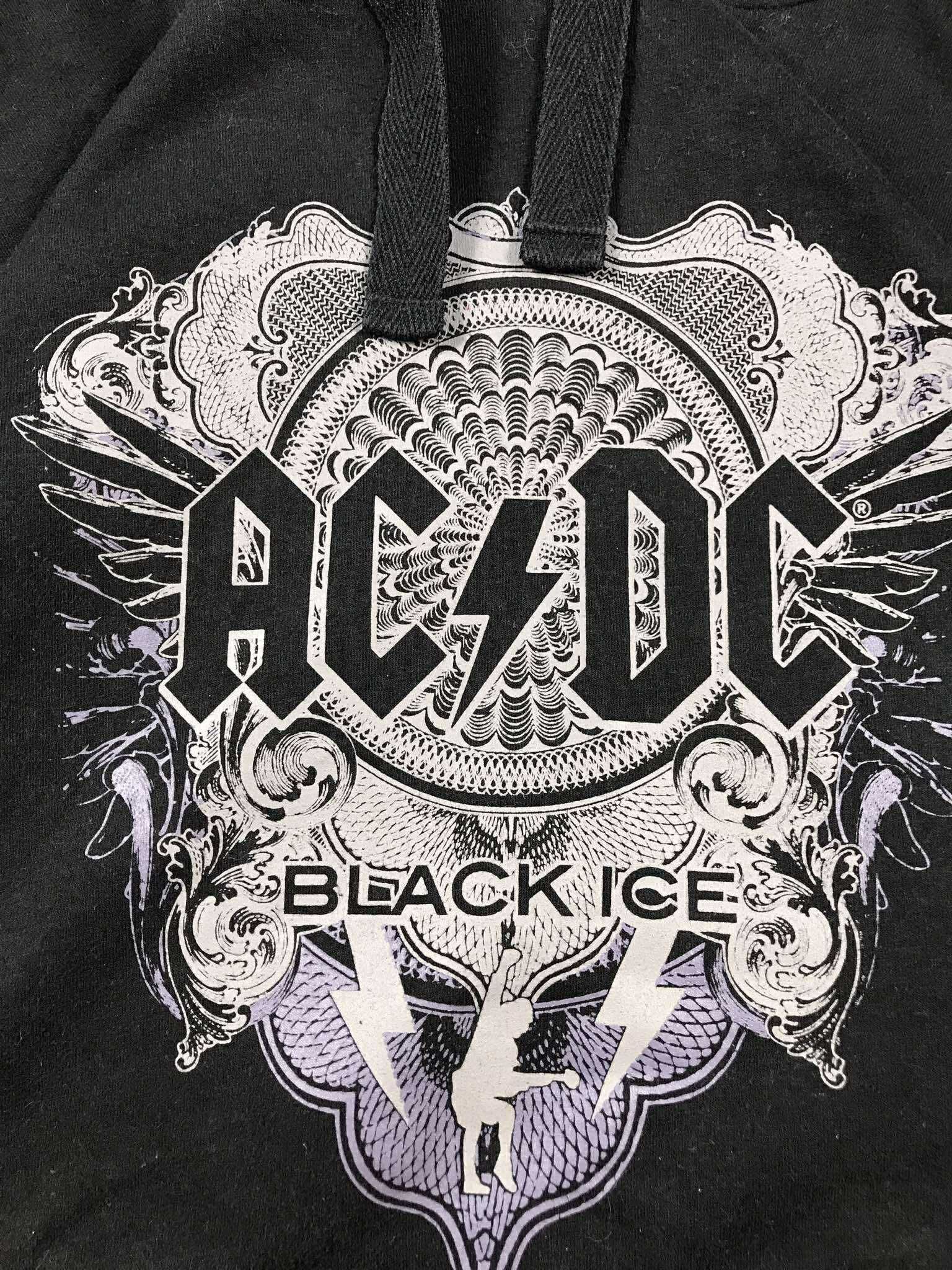 Bluza ACDC Czarna Hoodie Black Ice Vintage Hip Hop 90s Oversize Boxy