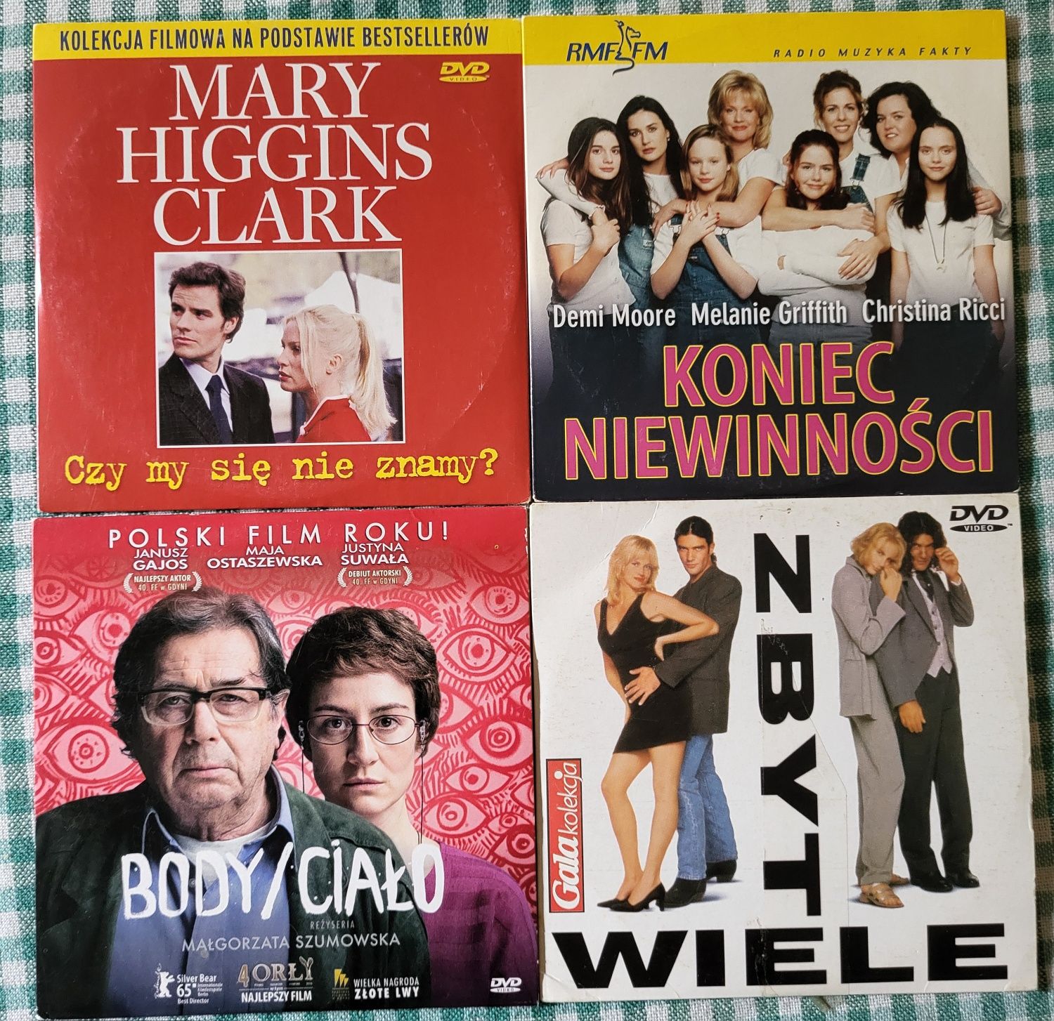 4 filmy DVD Body, Zbyt wiele, Koniec niewinności, Czy my się nie znamy