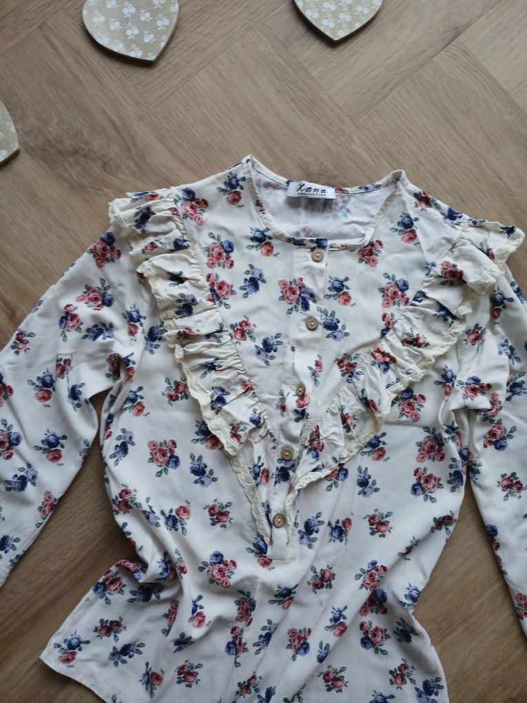Bluzka z falbanką w kwiatowy print Xana Collection / rozmiar XS / 34