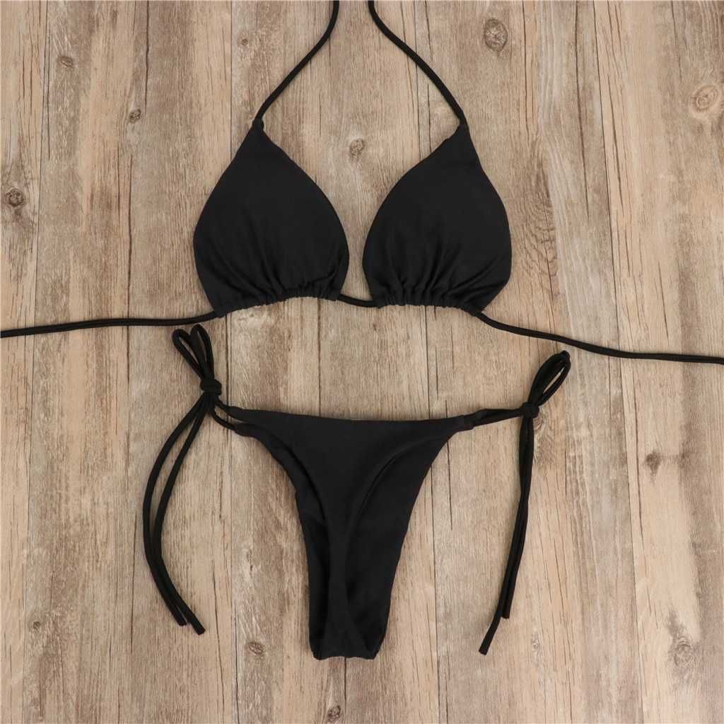 Damskie Bikini Stringi Strój Kąpielowy Wiązany Kostium do Opalania S