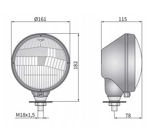 Reflektor przedni  Ursus H4 w obudowie metalowej WESEM RE.43920.01