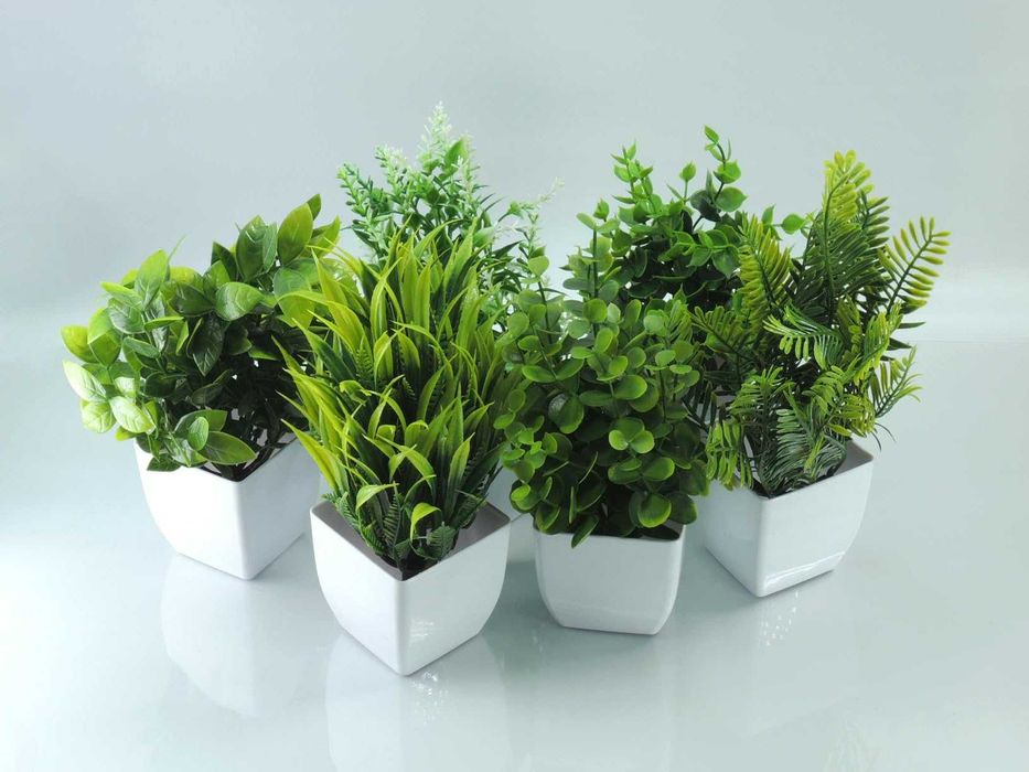 Sztuczne kwiaty z doniczkami 6 szt. zestaw roślin sztucznych