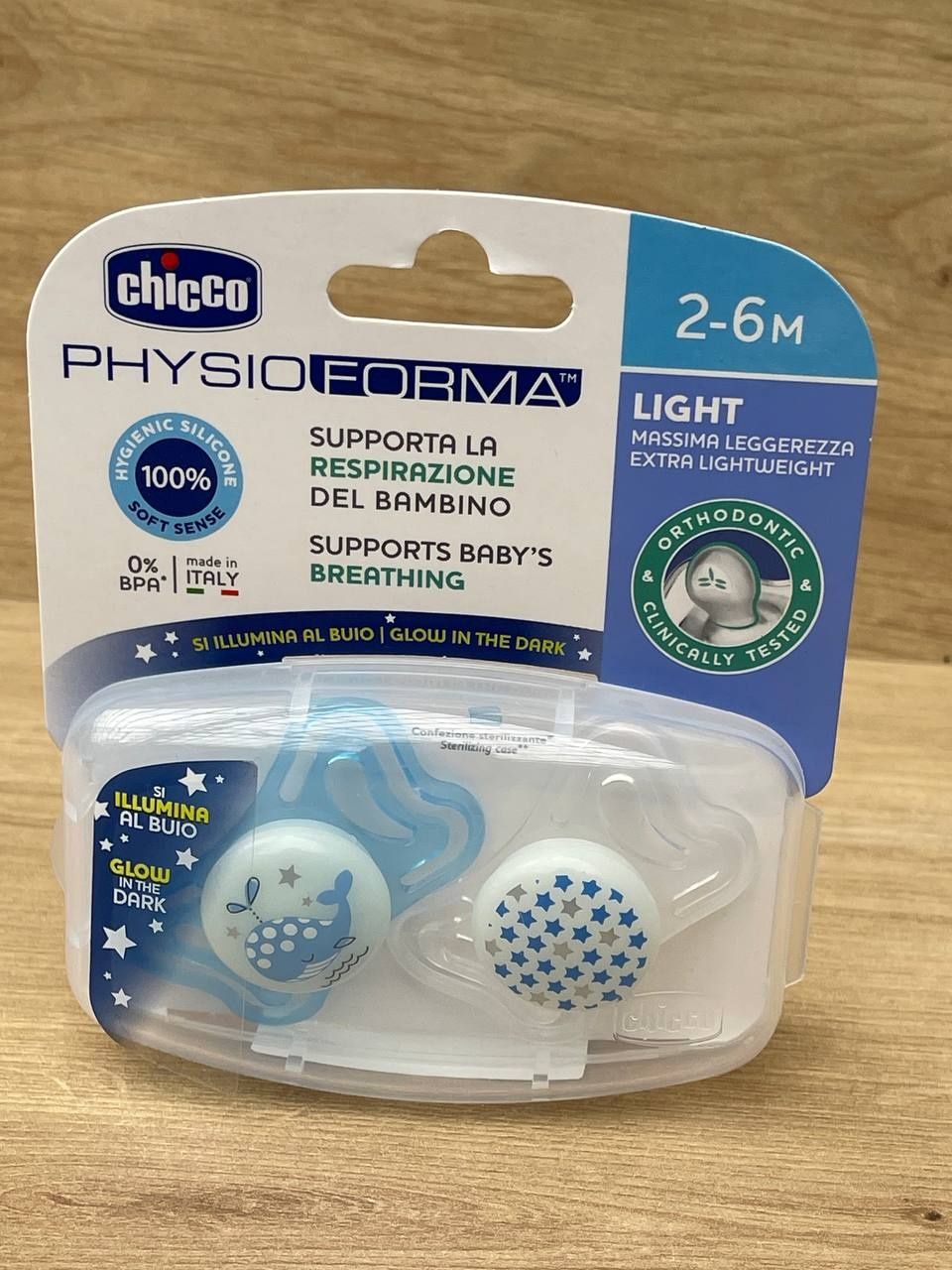 Пустушка ортодонтична силіконова Chicco (2 шт. наборі) Physio Light