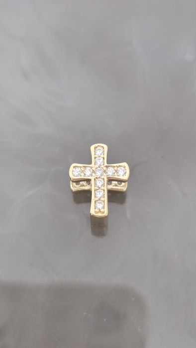 Nowy złoty charms do bransoletki typu Pandora krzyż białe cyrkonie