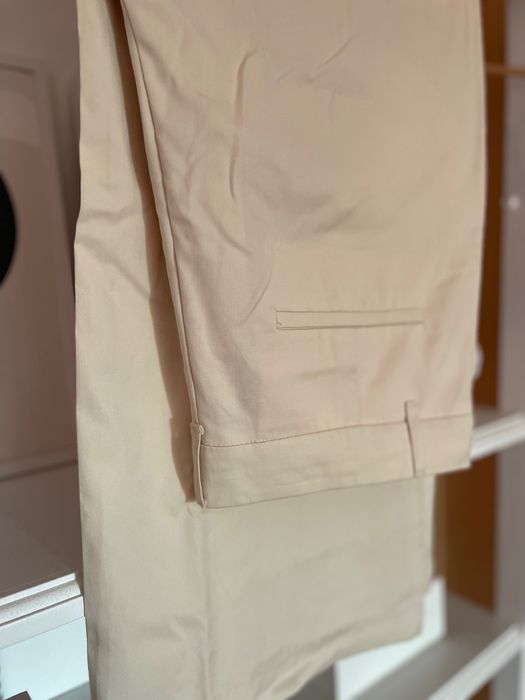 Calças de fato creme NOVAS - tam. XL - Zara