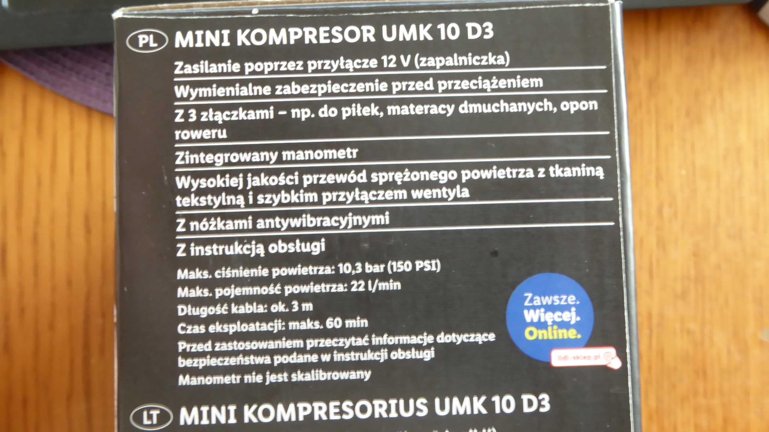Nieużywany kompresor samochodowy 12V/10,3bar ULTIMATE SPEED UMK 10 D3