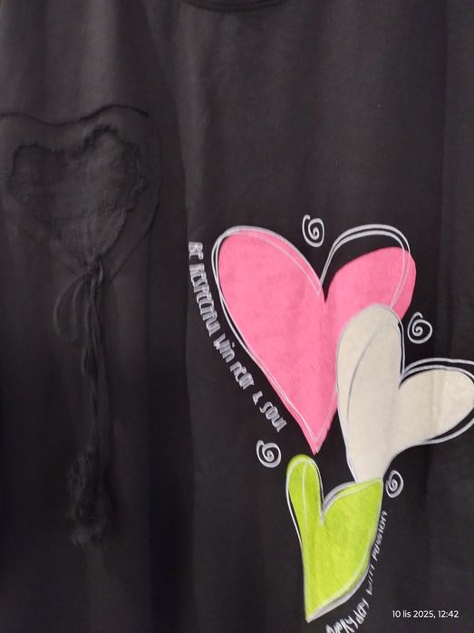 Bluza tunika serca oversize czarna włoska nowa 46/48/50/52/54 okazja