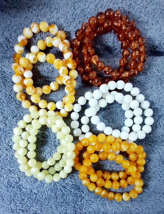 Piękna Bransoletka z Bursztynu 5 opcji kolorystycznych 12 mm