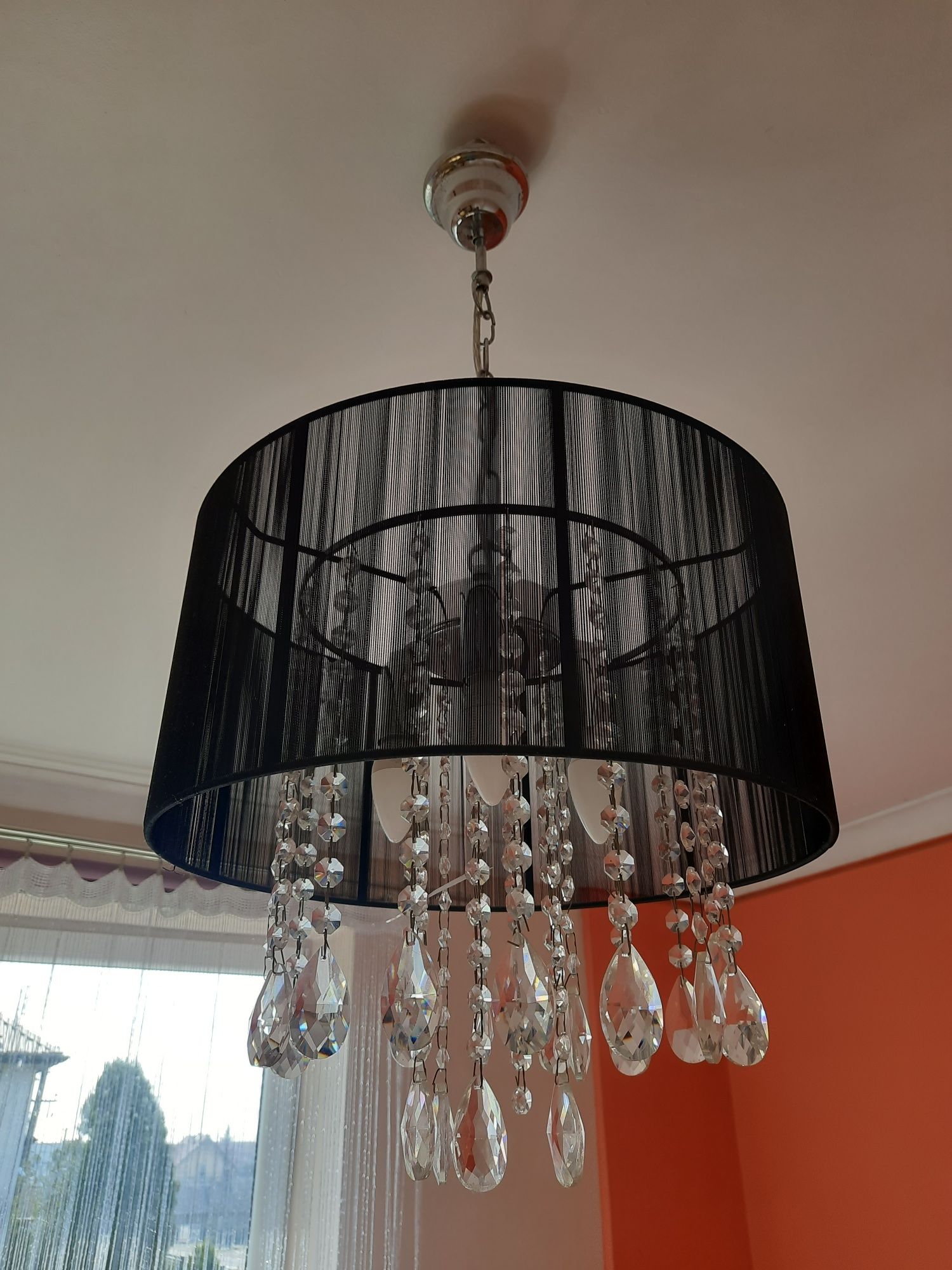 Lampa wisząca krysztaly glamour żyrandol czarny