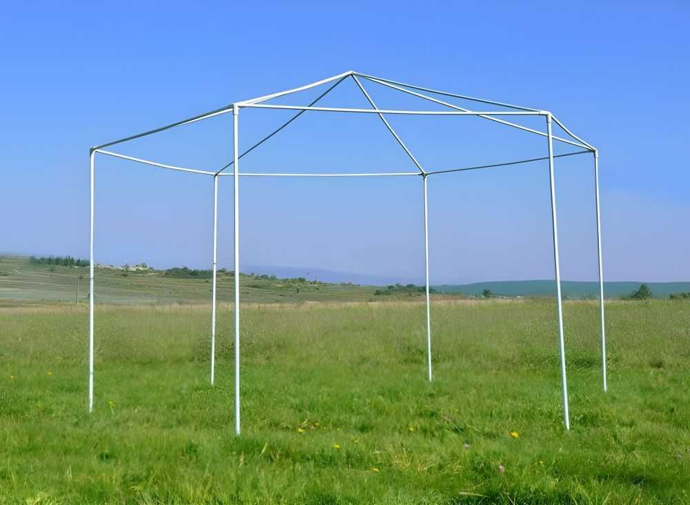 NAMIOT OGRODOWY z oknami pawilon 2x2x2m Szary - SZEŚCIOKĄTNY