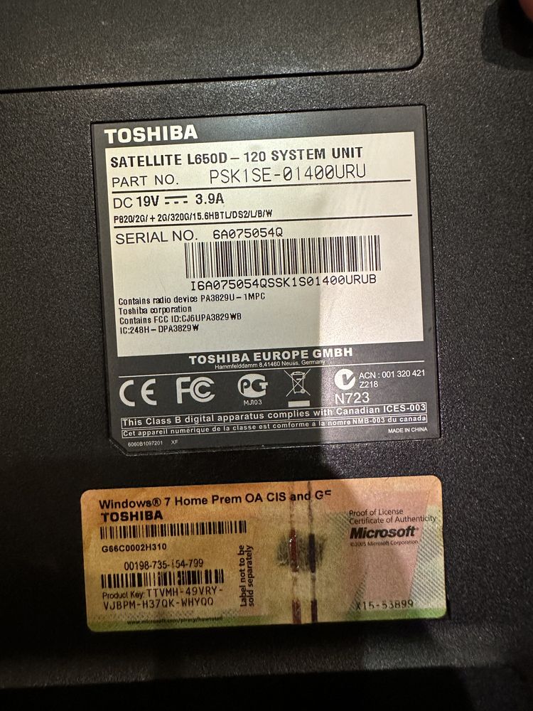 Ноутбук Toshiba Satellite L650D-120