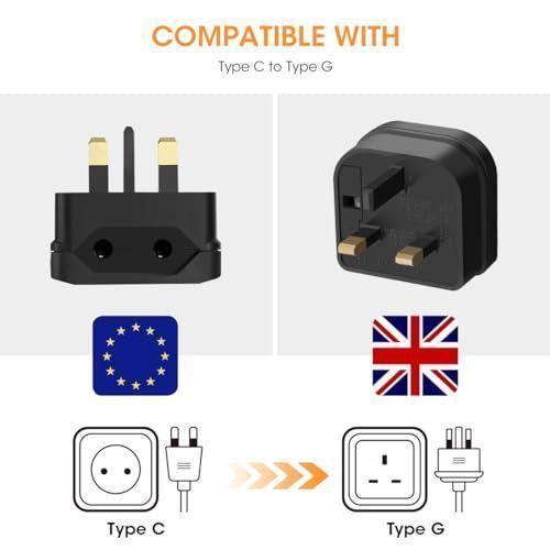 Aieve 3 wtyczki adapterowe EU do UK 3 pinowe czarne