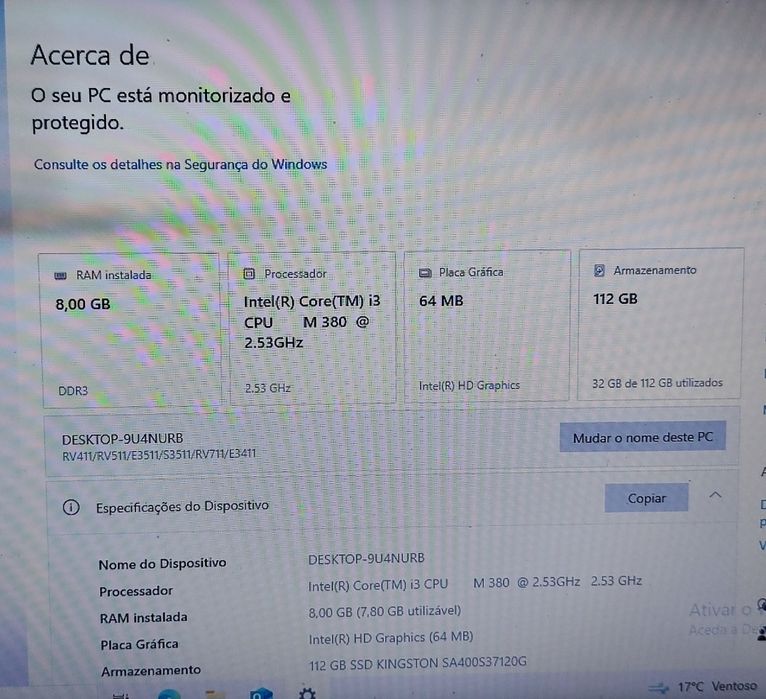 Portátil Samsung Rv511 i3 8gb