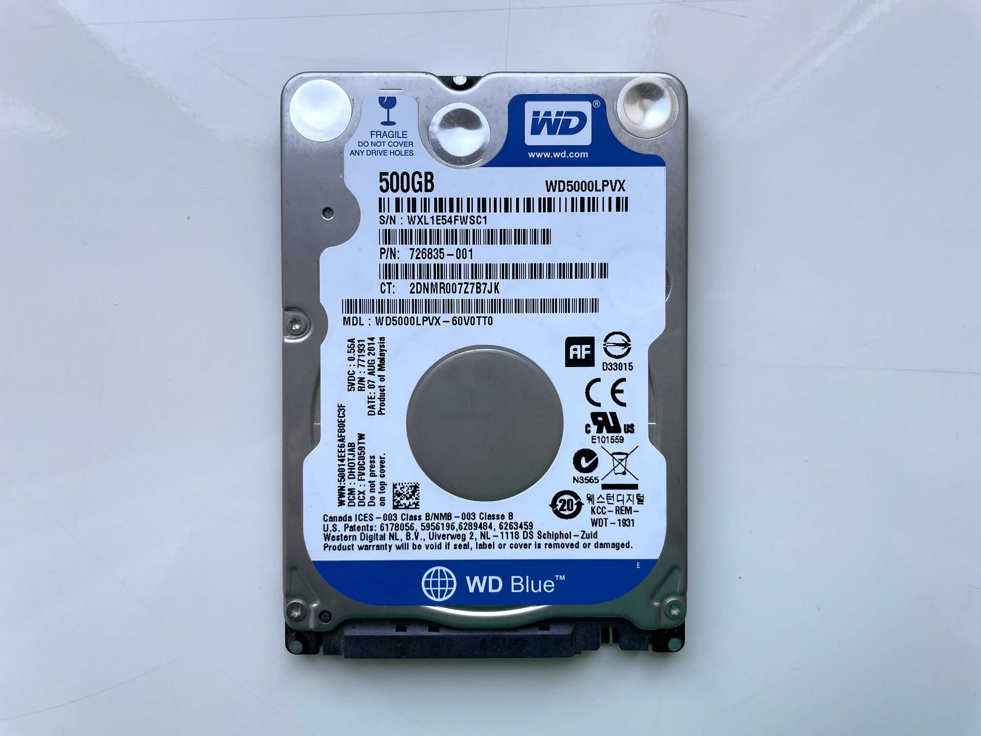 Вінчестер Western Digital Blue 500GB 8MB WD5000LPVX 2.5" SATAIII