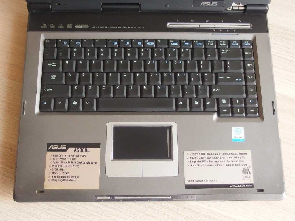 laptop ASUS A6000 Celeron 1,5GHz, 512MB DDR RAM