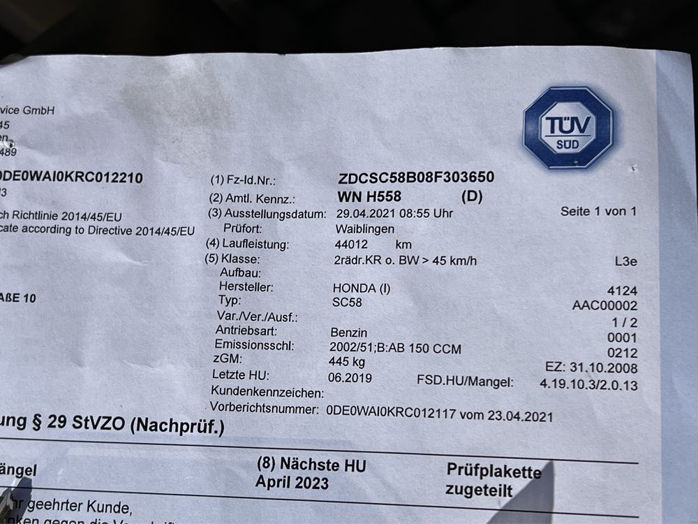Honda CBF1000A ABS ІНЖЕКТОР без пробігу по Україні (6750$)