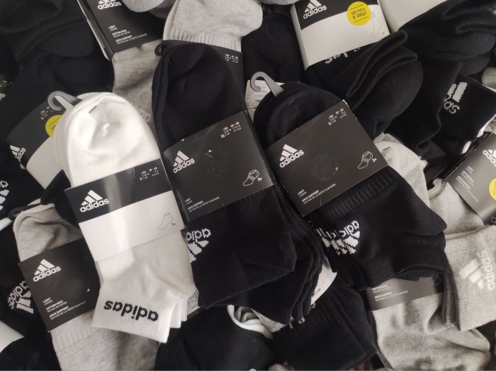 Шкарпетки adidas sport casual білі сірі чорні високі короткі опт