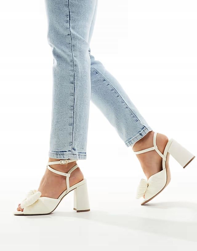 Asos Design 40 Sandały Z Kokardą Hitched Ivory R13122
