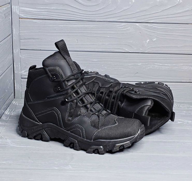 39-47рр!!! Зимние мужские хаки черные зеленые кожаные ботинки! Клапан!