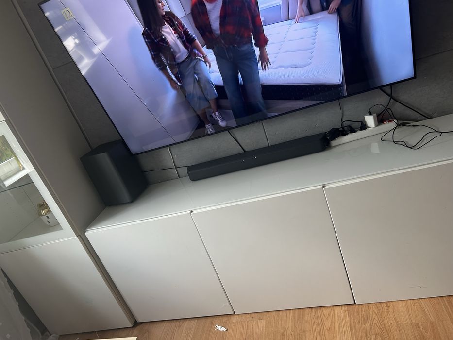 Ikea besta pod tv bialy polysk