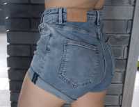 Krótkie jeansowe spodenki z wysokim stanem shorty denim