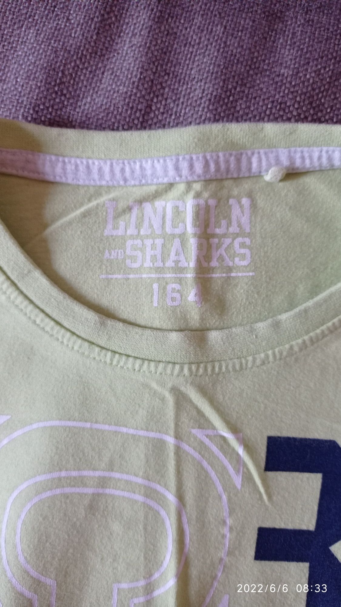T-shirt chłopięcy blady limonka Lincoln and sharks 5.10.15 rozm. 164