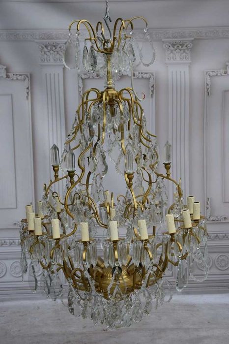 Żyrandol z Brązu - Brąz i Kryształy - Lampa Sufitowa - Rokoko 120cm