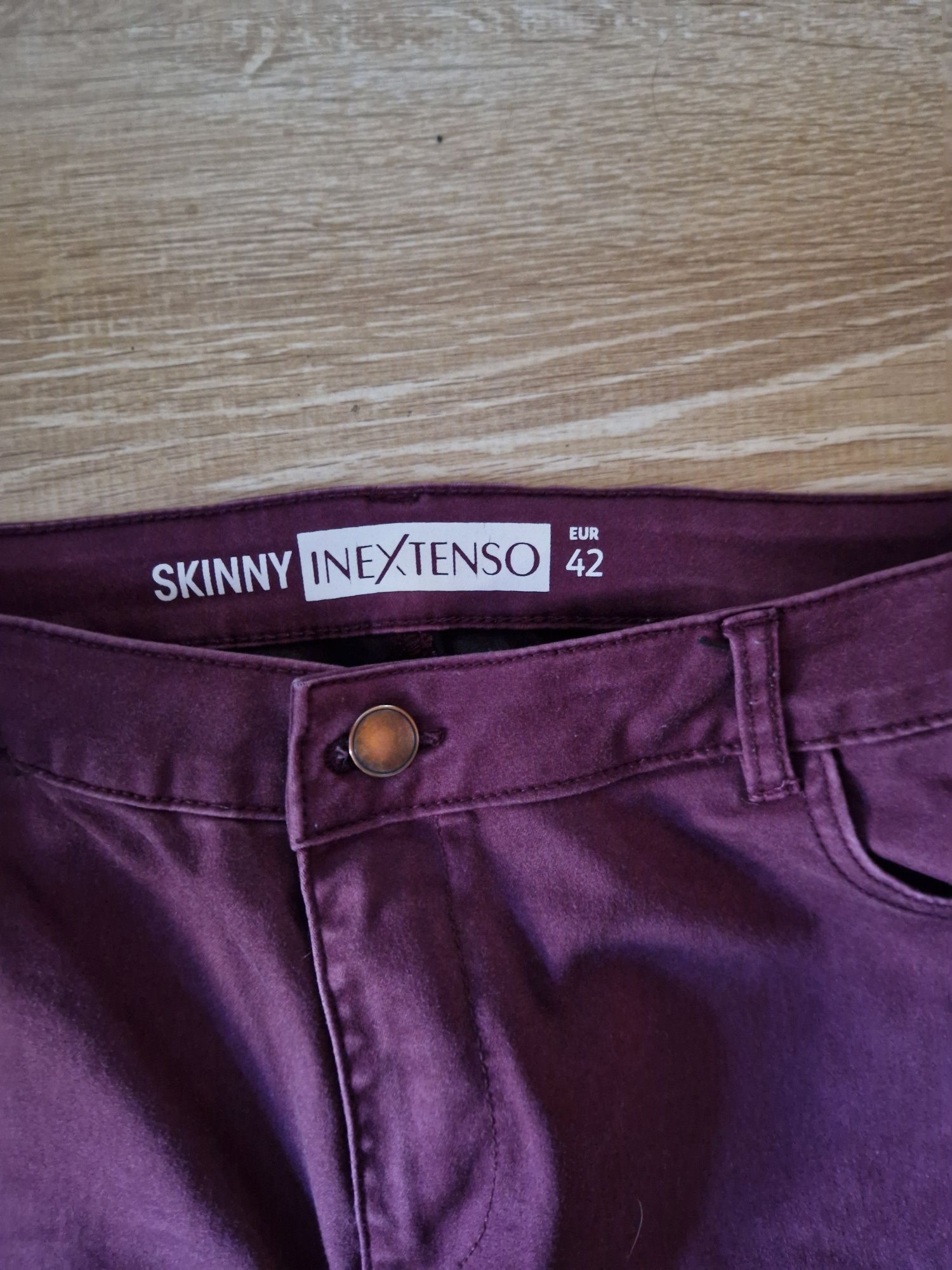 Spodnie Inextenso skinny 42 bordowe